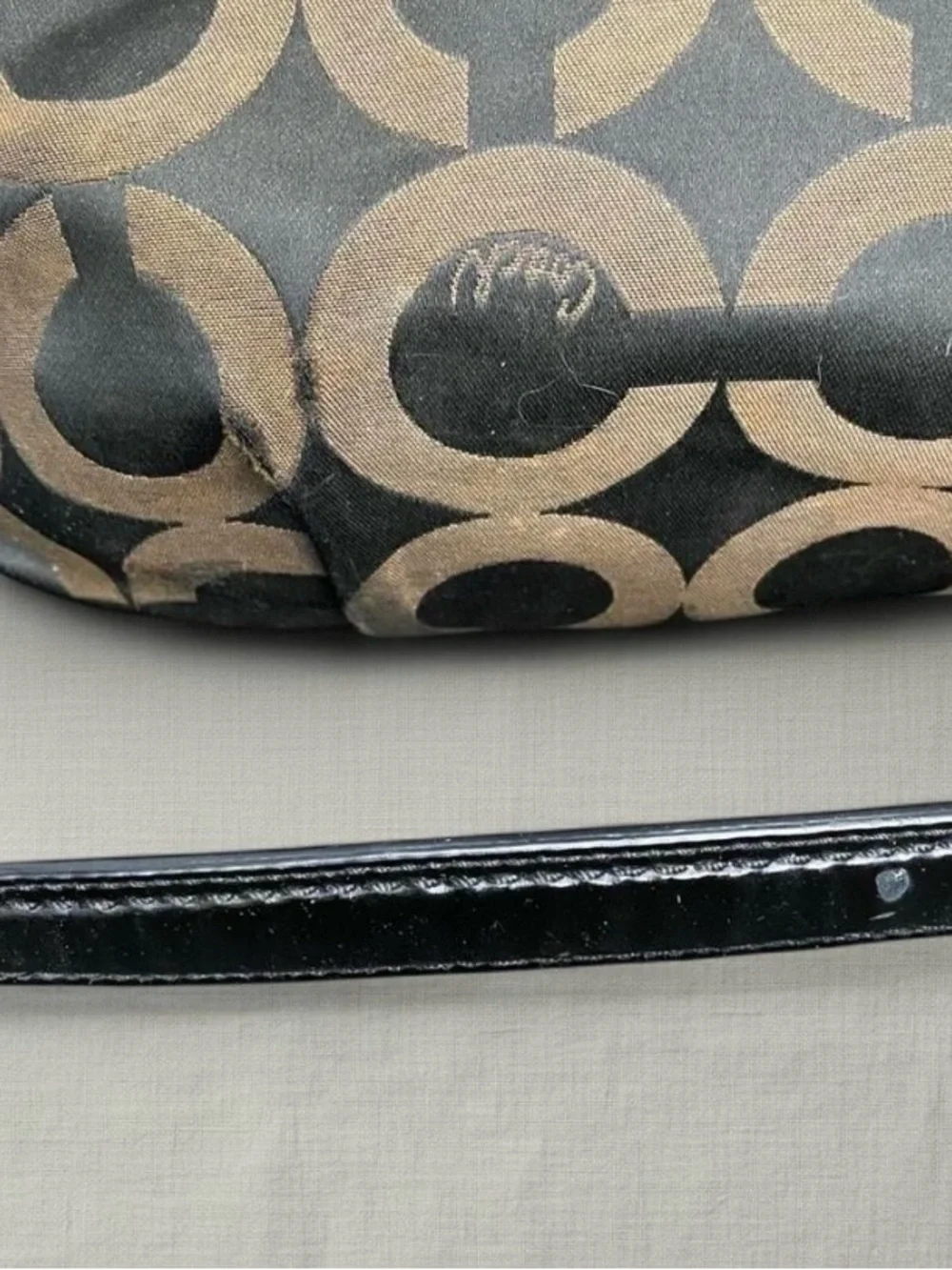 Coach Brown & Black Signature Canvas Shoulder Bag